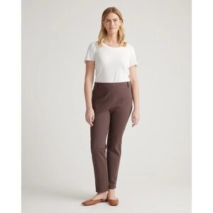 Quince Ultra-Stretch Ponte Straight Leg Pants in Dark Brown